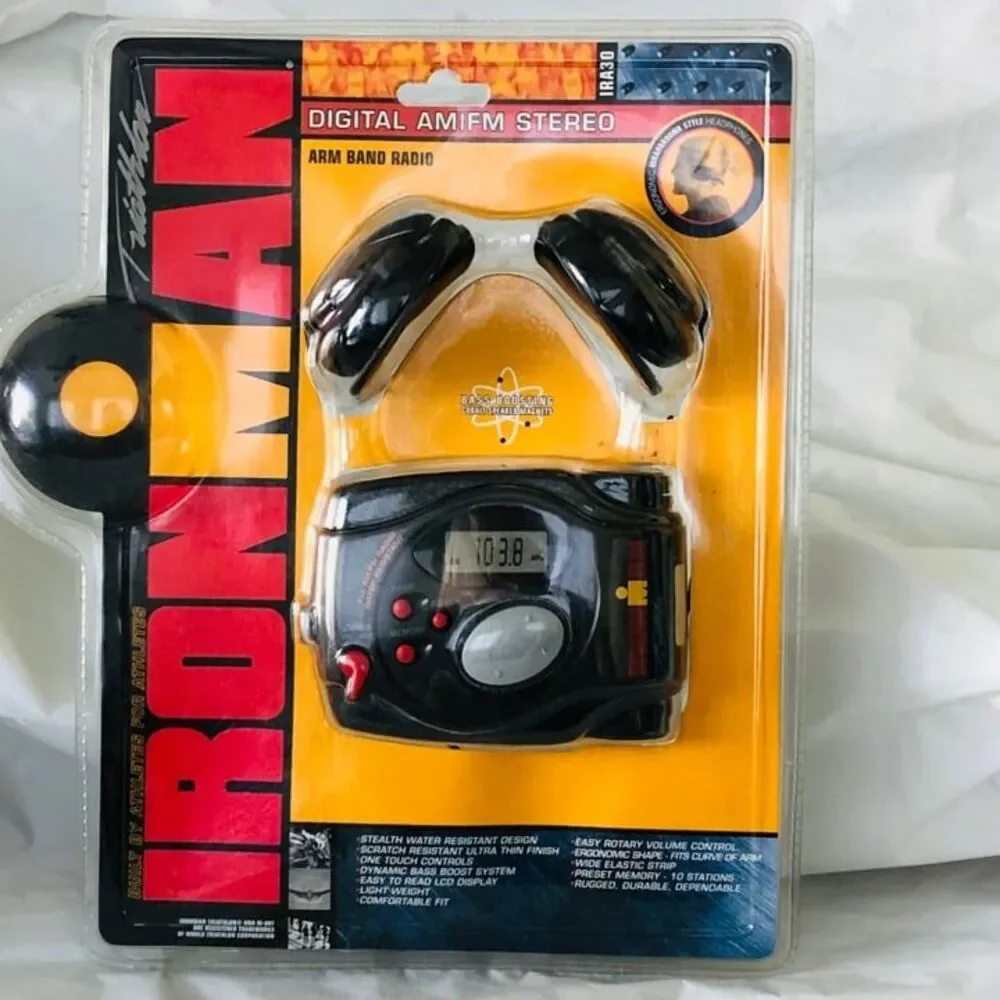 VTG 1999 Iron Man Arm Band Radio Head Phones Walkman AM/FM Stereo New